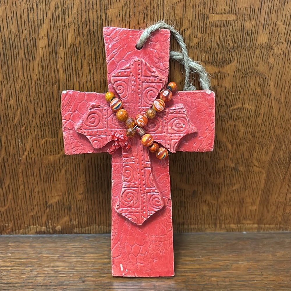 Handmade Ceramic Beaded Cross